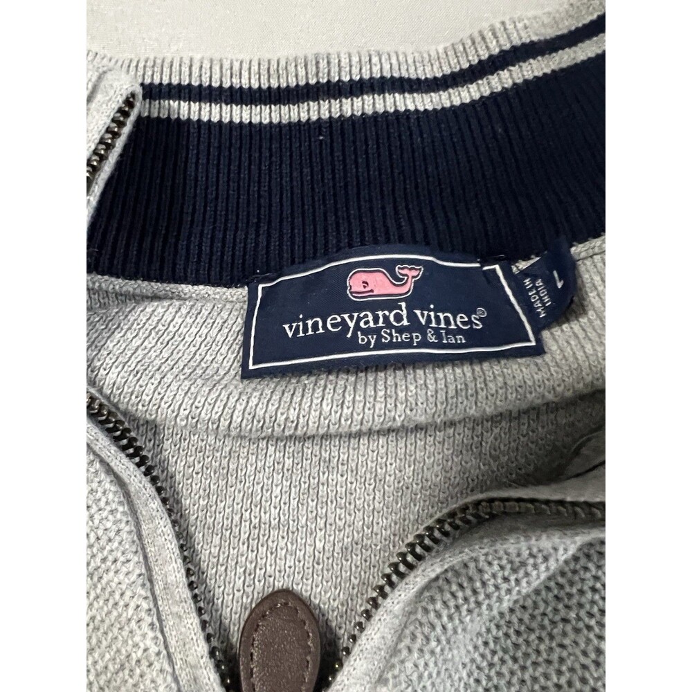 Vineyard Vines Sweater Youth L Gray 1/4 Zip Mock Neck Pullover Logo Fleece
